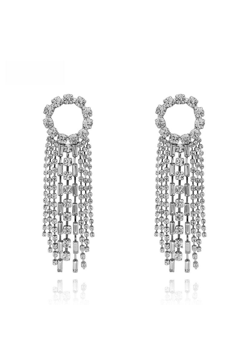 Rhinestone Tassels Drop Earrings 573909591269 - COCOMELODY